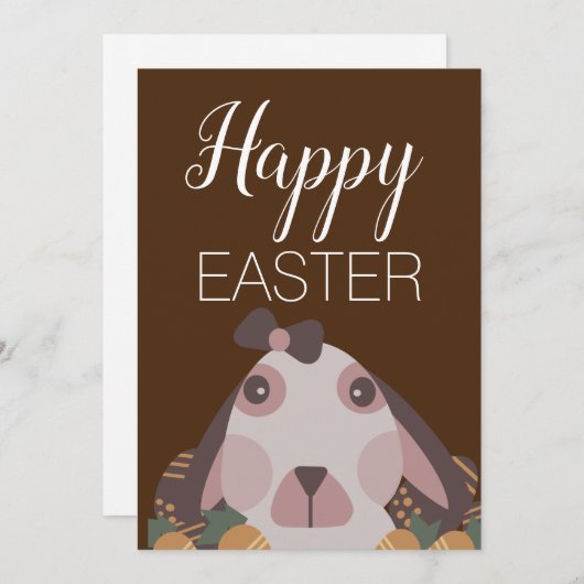 Cute Easter Bunny Chocolate Brown Feestdagenkaart (Voorkant / Achterkant)