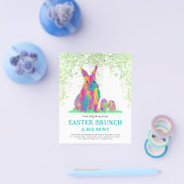 Cute Easter Bunny Egg Hunt en Brunch Blauwgroen Flyer (Enkel)