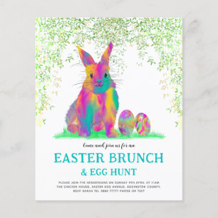 Cute Easter Bunny Egg Hunt en Brunch Blauwgroen Flyer
