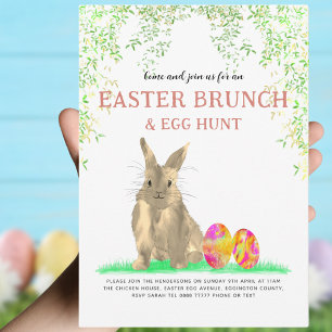 Cute Easter Bunny Egg Hunt en Brunch Kaart