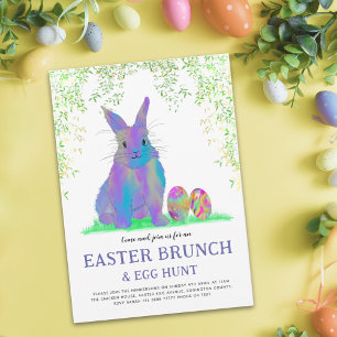 Cute Easter Bunny Egg Hunt en Brunch Paars Kaart
