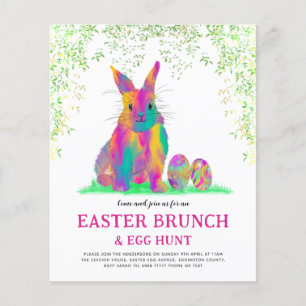 Cute Easter Bunny Egg Hunt en Brunch Pink Flyer