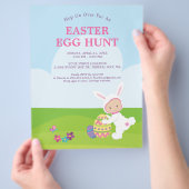 Cute Easter Bunny Egg Hunt Party Flyer (Hand)