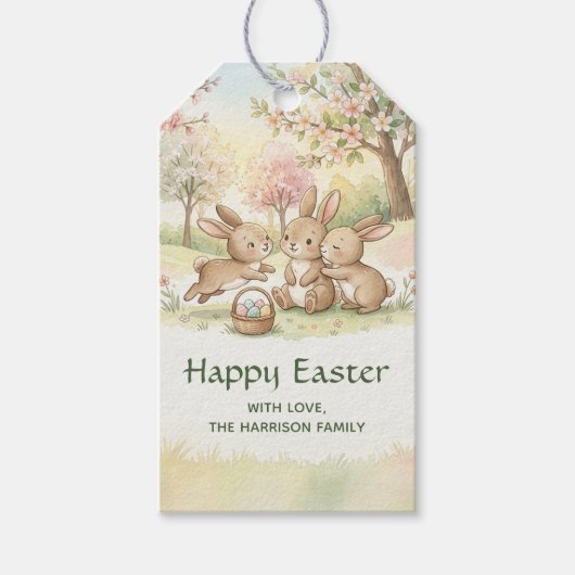 Cute Easter Bunny Egg Hunt & Picnic Cadeaulabel (Voorkant)
