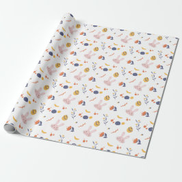 Cute Easter Bunny Egg Spring Floral Pattern Cadeaupapier
