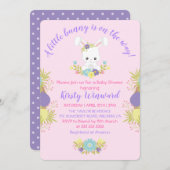 Cute Easter Bunny Eggs Flowers Baby shower Party Kaart (Voorkant / Achterkant)