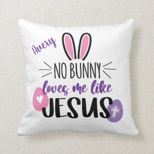 Cute Easter Bunny Eggs Jesus houdt van me geperson Kussen