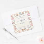 Cute Easter Bunny Floral Pattern Candle Label (Envelop)