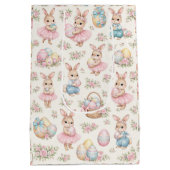 Cute Easter Bunny Floral Pattern - Pastel Spring Medium Cadeauzakje (Achterkant)
