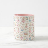 Cute Easter Bunny Floral Pattern - Pastel Spring Mok (Midden)