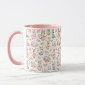 Cute Easter Bunny Floral Pattern - Pastel Spring Mok (Links)