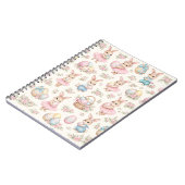 Cute Easter Bunny Floral Pattern - Pastel Spring Notitieboek (Linkerzijde)