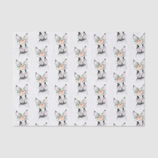 Cute Easter Bunny Floral Tissuepapier (Voorkant)