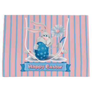 Cute Easter Bunny Gift Bag - Groot, glanzend Groot Cadeauzakje