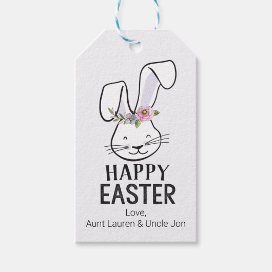 Cute Easter Bunny Gift Labels Cadeaulabel (Voorkant)