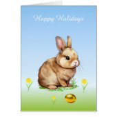 Cute Easter Bunny & Golden Egg on Light Blue (Voorkant)