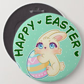 Cute Easter Bunny Hugging Egg Ronde Button 6,0 Cm (Voorkant /achterkant)
