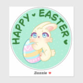 Cute Easter Bunny Hugging Egg Sticker (Vel)