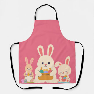 Cute Easter Bunny Illustration Pastel Kids Spring Schort