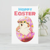 Cute Easter Bunny in eggshell Feestdagenkaart (Staand voorkant)
