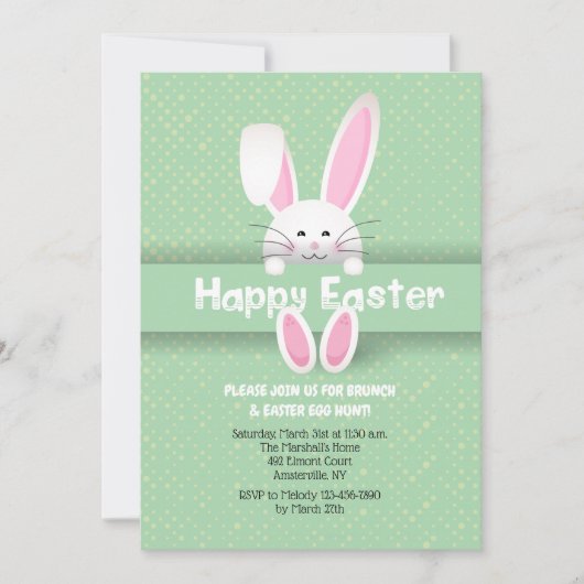 Cute Easter Bunny Invitation Kaart (Voorkant)