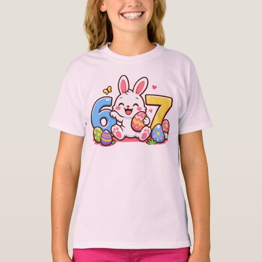 Cute Easter Bunny Kid 67 Meme T-shirt (Voorkant)