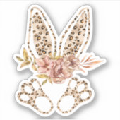 Cute Easter Bunny Leopart Floral Vinyl Sticker (Voorkant)