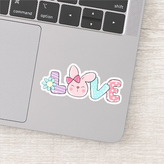 Cute Easter Bunny Love Spring Vinyl Sticker (Detail)