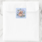 Cute Easter Bunny Paarse Florals Napkins Vierkante Sticker (Tas)