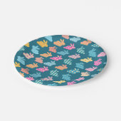 Cute Easter Bunny Pattern Blue Papieren Bordje (Gekanteld)