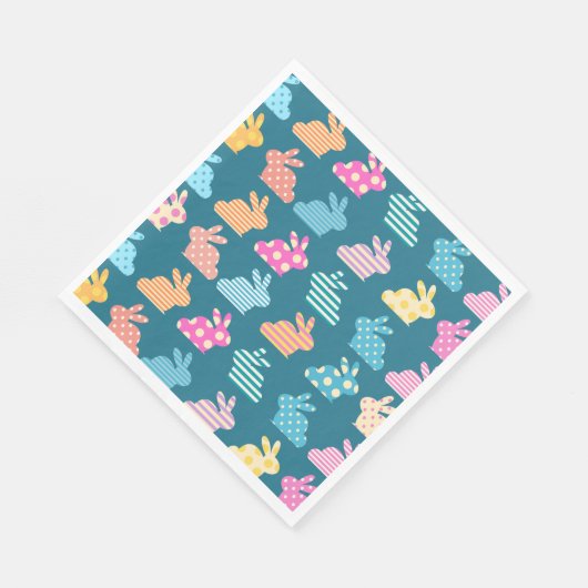 Cute Easter Bunny Pattern Blue Servet (Hoek)