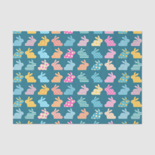 Cute Easter Bunny Pattern Blue Tissuepapier