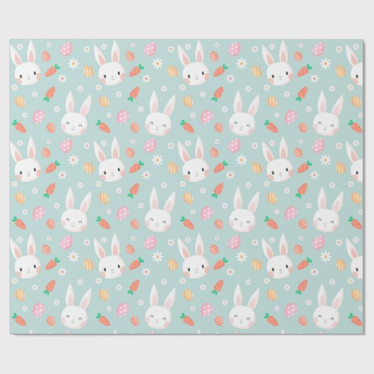 Cute Easter Bunny Pattern Cadeaupapier (Vlak)