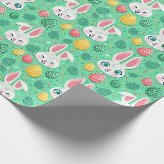Cute Easter Bunny Pattern Cadeaupapier (Hoek)