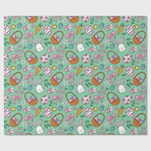Cute Easter Bunny Pattern Cadeaupapier (Vlak)
