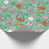 Cute Easter Bunny Pattern Cadeaupapier (Hoek)