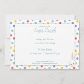 Cute Easter Bunny Polka Dot Brunch Uitnodiging (Voorkant)