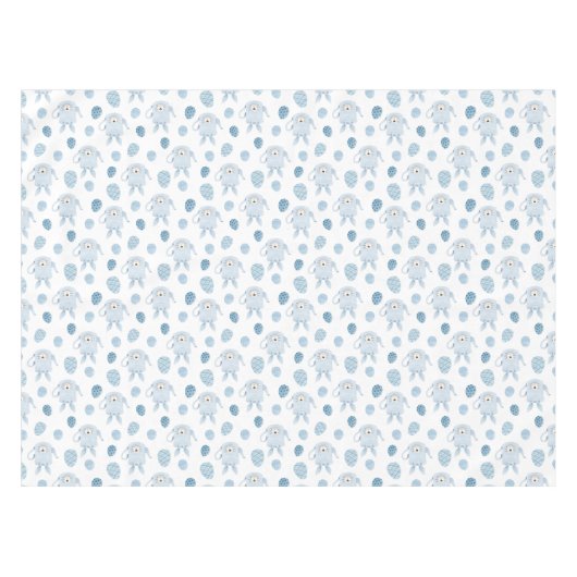 Cute Easter Bunny Rabbit Blue White Tea Pot Eggs Tafelkleed (Voorkant (Horizontaal))