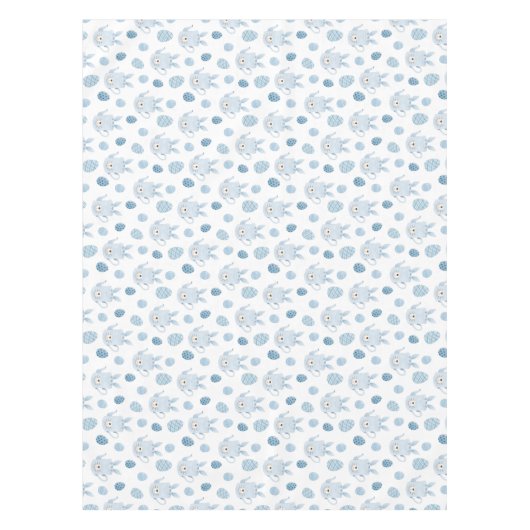 Cute Easter Bunny Rabbit Blue White Tea Pot Eggs Tafelkleed (Voorkant)