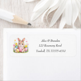 Cute Easter Bunny Rabbit Brunch Pink Watercolor Etiket