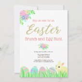 Cute Easter Bunny Rabbit Floral Brunch Egg Hunt Kaart (Voorkant)