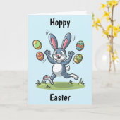 Cute Easter Bunny Rabbit Kaart (Gele Bloem)