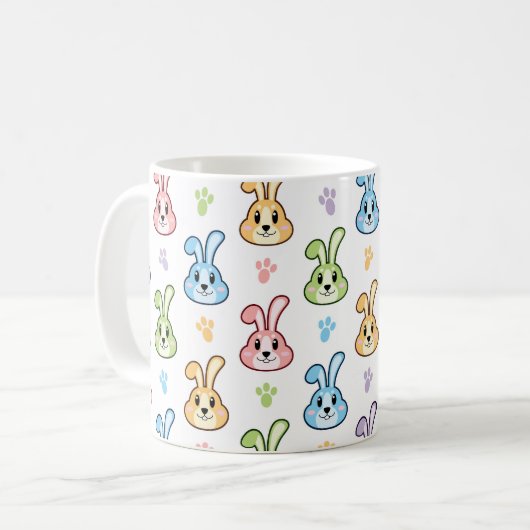 Cute Easter Bunny Rabbit Pattern | FEESTDAGEN Koffiemok (Voorkant links)