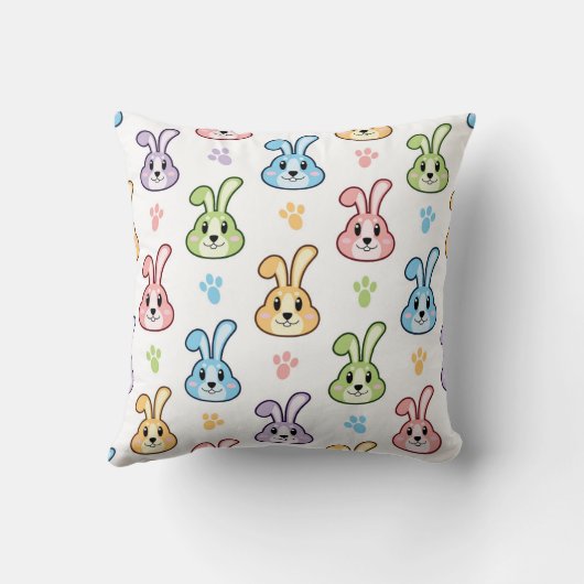 Cute Easter Bunny Rabbit Pattern | FEESTDAGEN Kussen (Achterkant)