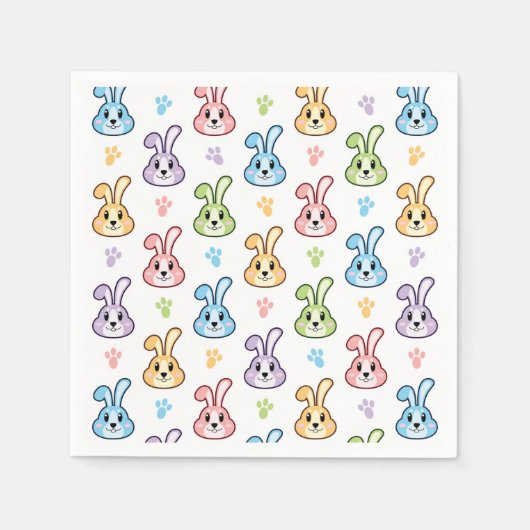 Cute Easter Bunny Rabbit Pattern | FEESTDAGEN Servet (Voorkant)