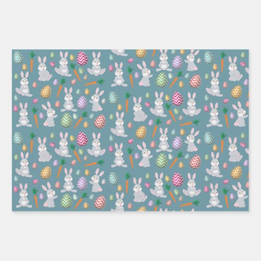 Cute Easter Bunny Rabbit Pattern Inpakpapier Vel (Voorkant)