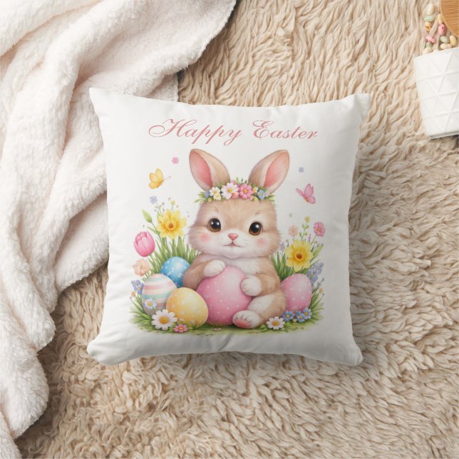 Cute Easter Bunny Rabbit Pink Blush Peony Kussen (Deken)