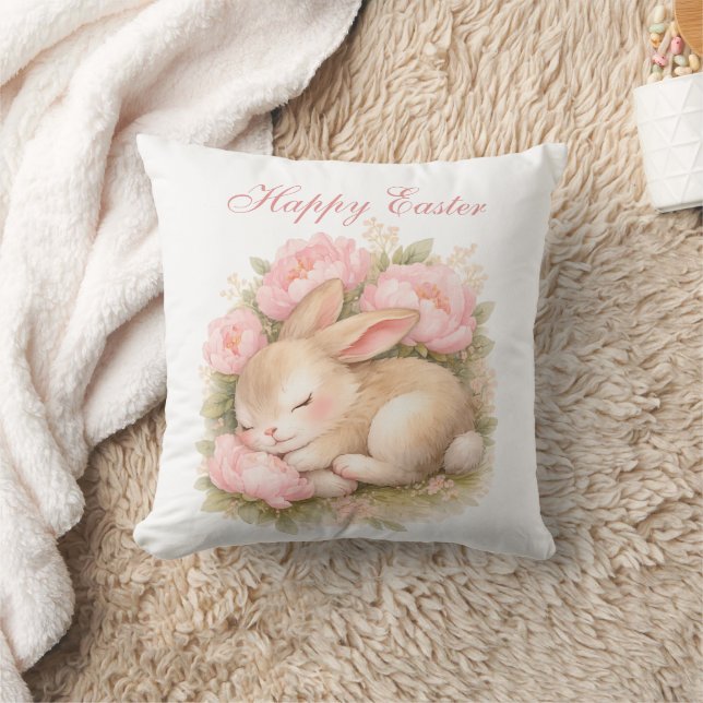 Cute Easter Bunny Rabbit Pink Blush Peony Kussen (Deken)