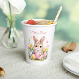 Cute Easter Bunny Rabbit Pink Blush Peony Papieren Bekers