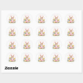 Cute Easter Bunny Rabbit Pink Blush Peony Ronde Sticker (Vel)